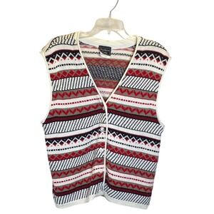 Vintage‎ Southern Lady Sweater Vest L Sleeveless Knit Aztec Geometric